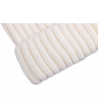 Skullies & Beanies Cute Fluffy Fur Pompom Knit Winter Beanie Hat - White - CD188ITL406 $12.66