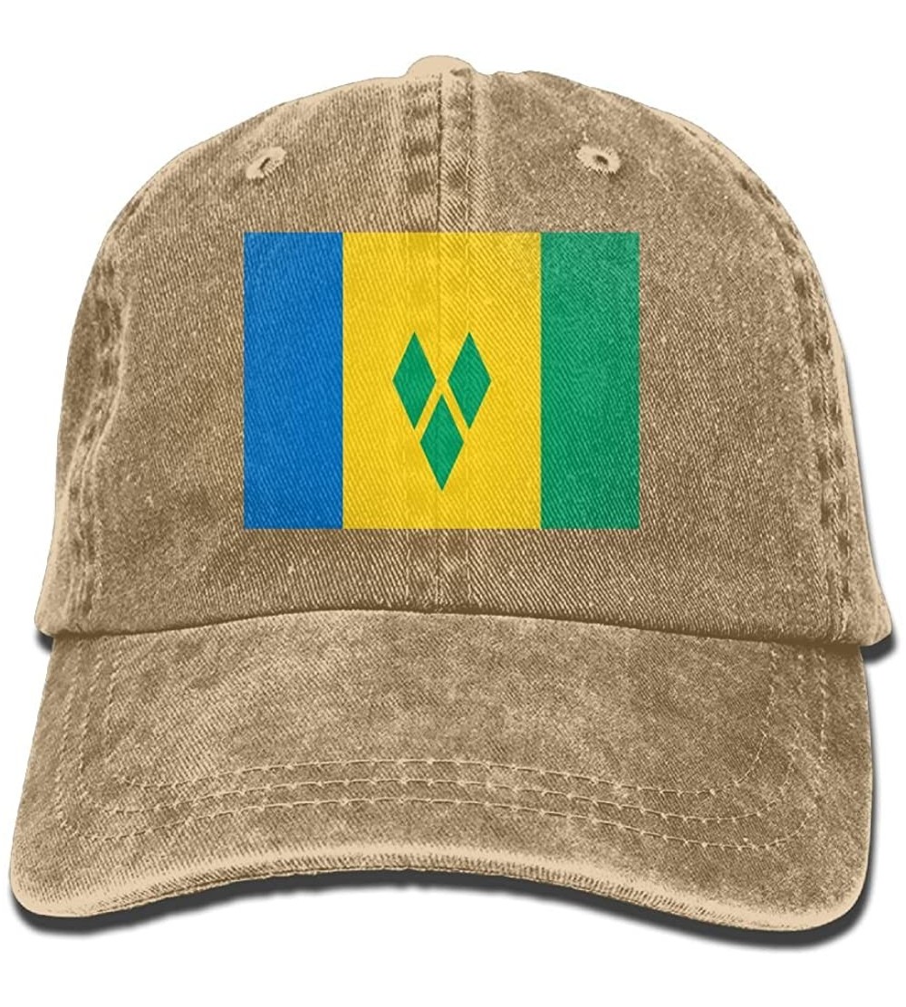 Skullies & Beanies Flag of Saint Vincent and The Grenadines Unisex Adult Baseball Hat Sports Outdoor Cowboy Cap - Natural - C...