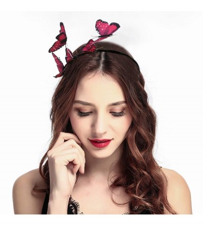 Headbands Butterfly Headband Headbands Accessories - Red - CB18QT2I4UY $13.17