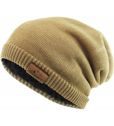 Skullies & Beanies Super Warm Slouchy Fleeced Long Beanie Warm Fur Lined Winter Knit Hat Thick Skull Cap - C218GL50LX0 $22.62