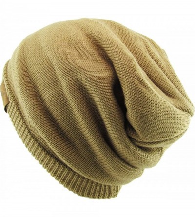Skullies & Beanies Super Warm Slouchy Fleeced Long Beanie Warm Fur Lined Winter Knit Hat Thick Skull Cap - C218GL50LX0 $11.46