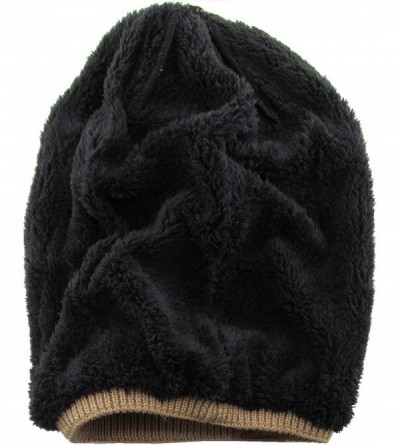 Skullies & Beanies Super Warm Slouchy Fleeced Long Beanie Warm Fur Lined Winter Knit Hat Thick Skull Cap - C218GL50LX0 $11.46