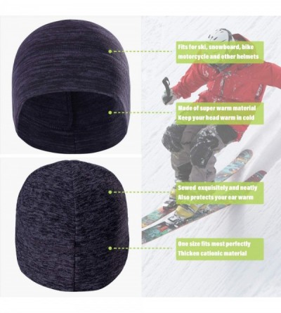 Skullies & Beanies Skull Cap Helmet Liner Winter Thermal Fleece Beanie Windproof Hat - Dark Blue - C018ISHXZU3 $10.42