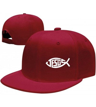 Baseball Caps Jesus Christian Fish Unisex Snapback Adjustable Flat Bill Baseball Cap Hip Hop Hats Dad Hat - Red - C418Q72MANH...