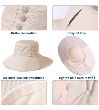Sun Hats Packable Cotton Gardening Sun Hat for Women SPF Protection Neck Shade Chin Strap 56-58cm - Beige_99034 - CL18D0Z3LSS...