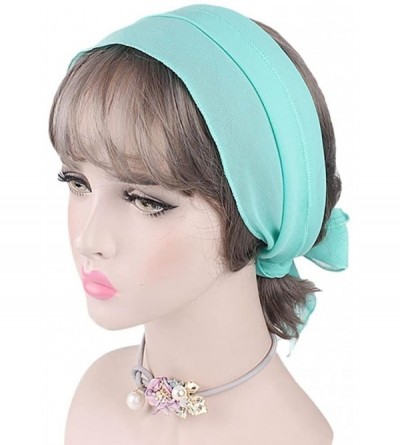 Skullies & Beanies Women India Muslim Vintage Floral Head Scarf Hat Stretch Turban Wrap Cap - Green - CD18GDGYU4H $11.58