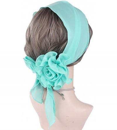 Skullies & Beanies Women India Muslim Vintage Floral Head Scarf Hat Stretch Turban Wrap Cap - Green - CD18GDGYU4H $11.58
