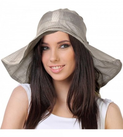 Sun Hats Women's Summer Sun Hat - Elegant Floppy Dress Hat - Breezy Bow - Bronze Tan - C411M5ID5BN $21.12
