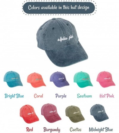 Baseball Caps Alpha Phi (N) Sorority Baseball Hat Cap Cursive Name Font A Phi - Midnight Blue - C218S93E28U $15.93