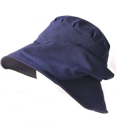 Sun Hats Womens Sun Hat Summer Beach Japanese Design Wide Brim UV Protection - Navy - CP18DZECEXI $23.26