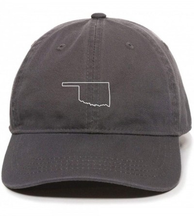 Baseball Caps Oklahoma Map Outline Dad Baseball Cap Embroidered Cotton Adjustable Dad Hat - Charcoal - CY18ZO4Y47S $13.83