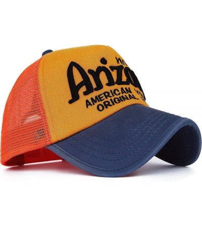 Baseball Caps Mesh Snapback Trucker Hat Structured Curved Brim Baseball Cap Dad Hat Embroidered - Orange - CD18GMNXDG7 $10.83