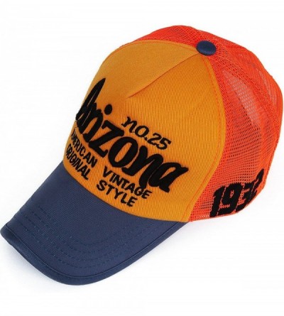 Baseball Caps Mesh Snapback Trucker Hat Structured Curved Brim Baseball Cap Dad Hat Embroidered - Orange - CD18GMNXDG7 $10.83