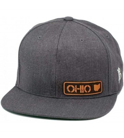 Baseball Caps 'Ohio Native' Leather Patch Snapback Hat - Charcoal - C718IGQ3RAK $24.19