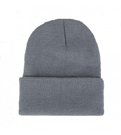Skullies & Beanies Unisex Cuff Warm Winter Hat Knit Plain Skull Beanie Toboggan Knit Hat/Cap - Grey - C818AQGNHNC $12.18