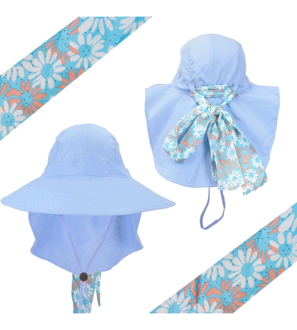 Women Large Brim Adjustable UPF 50+ Sun Hat Safari with Floral Ribbon ...