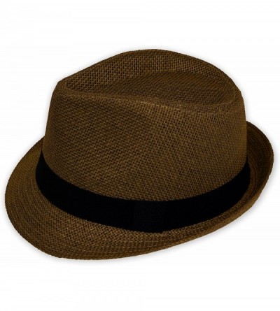 Fedoras Men/Women Straw Fedora Hat - Brown - CS12EBOOBO3 $12.96