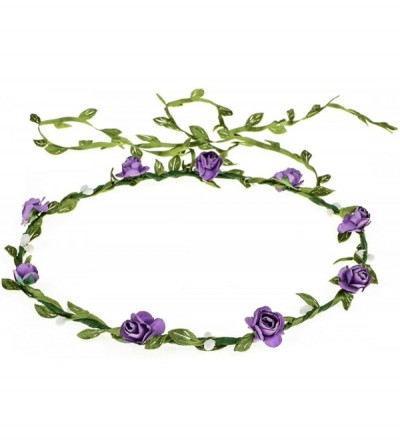 Headbands Girls Flower Crown Wreath Headband Garland Headbands Photography Prop - Purple - CC18GC2UDEU $10.00