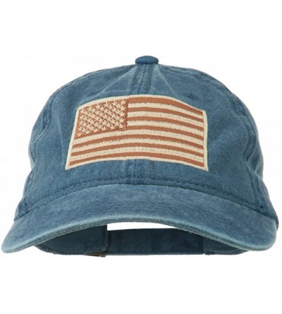 Baseball Caps Tan American Flag Embroidered Washed Cap - Blue - C711TX73HHB $21.65
