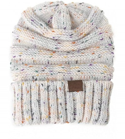 Skullies & Beanies Lady Winter Warm Baggy Skiing Mix Color Knit Spot Wrap Cap Dot Head Hat Black - White - CL18894THMZ $38.68