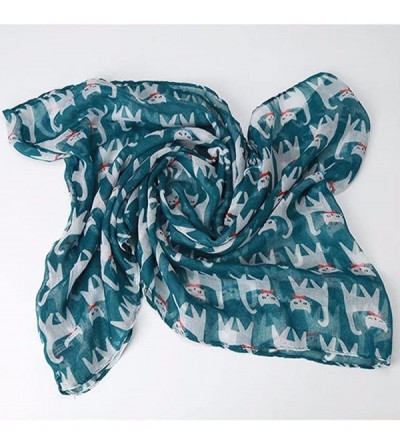 Headbands Women's Owl Pattern Printed Warm Clearance Items Long Large Soft Lace Wrap Shawl Scarves - Blue - C912OHXHZBU $7.99