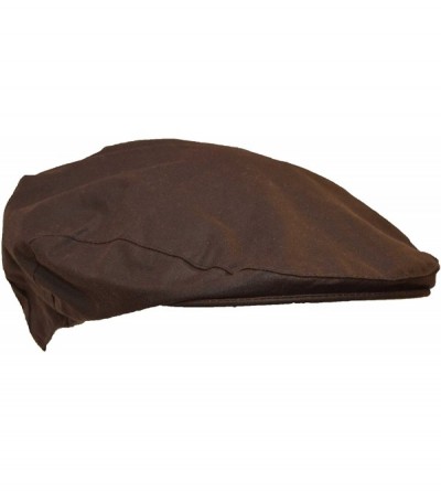Newsboy Caps Mens Ladies Wax Flat Cap 100% Cotton Country Waxed Hat - Brown - C911NOPNDY5 $16.66