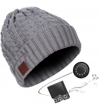 Skullies & Beanies Men's Bluetooth Beanie Hat Warm Winter Music Hat Built-in Stereo Speaker & Mic - B Grey - CJ1938K0UL3 $13.70
