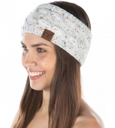 Cold Weather Headbands E5-25 Women's Headwrap Warm Knit Winter Ear Warmer Headband- Ivory Confetti - CS18Y6NEKZT $11.10
