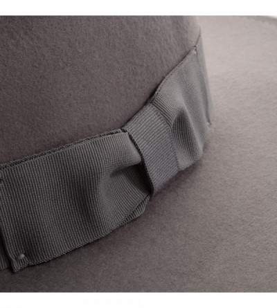 Fedoras Fedora Wool Felt Wide Brim Hats with Bow Trim - Gray - C318AT2NET7 $23.16