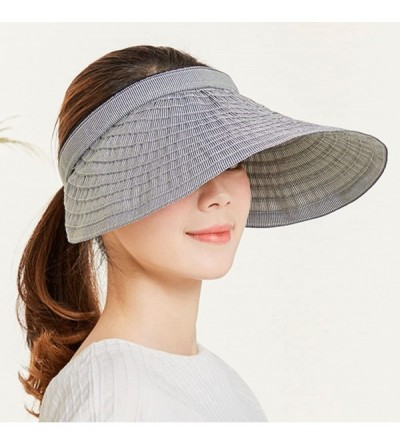 Visors Sun Visor Hat Women 5.5'' Large Brim Summer Beach Cap - Khaki - CP18HS7CHTC $9.79