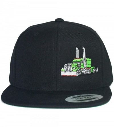 Baseball Caps Trucker Truck Hat Big Rig Cap Flat Bill Snapback - Black/Lime - CG18U04RSOL $22.53