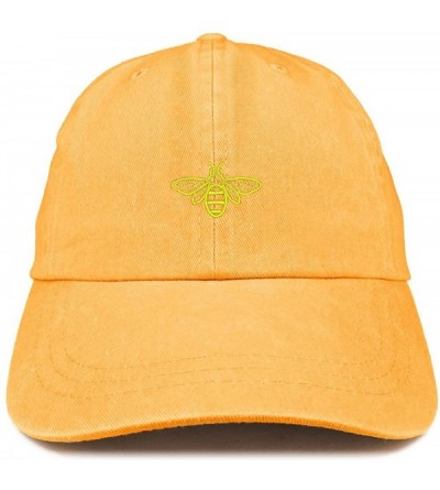 Baseball Caps Bee Embroidered Washed Cotton Adjustable Cap - Mango - CK185LTUQUO $14.60