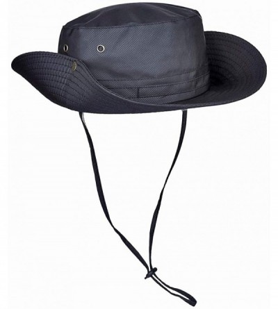 Bucket Hats Solid Color Bucket Hat- Sun Protection Outdoor Fishing Garden Boonie Cap - Black - CE18R5HZG6M $13.84