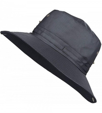 Bucket Hats Solid Color Bucket Hat- Sun Protection Outdoor Fishing Garden Boonie Cap - Black - CE18R5HZG6M $13.84