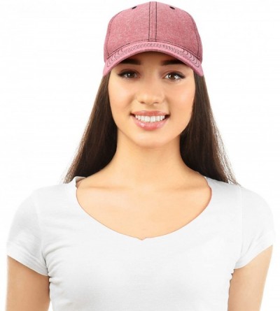 Baseball Caps Premium Baseball Cap Structured Dad Hat Low Crown Chambray - Red - CA12NH5RNZD $10.62