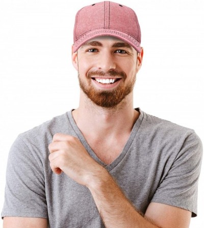 Baseball Caps Premium Baseball Cap Structured Dad Hat Low Crown Chambray - Red - CA12NH5RNZD $10.62