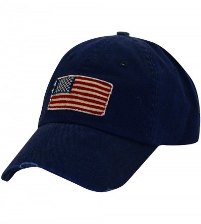 Baseball Caps Cotton Stars and Stripes American Flag Baseball Hat - Navy - C811K43RJUT $15.54