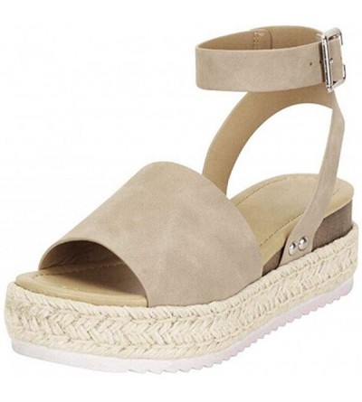 Skullies & Beanies Platform Sandals Espadrille Non Slip - Khaki - CM18QL805O6 $20.11