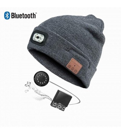 Skullies & Beanies Men's Bluetooth Beanie Hat Winter LED Music Hat Built-in Stereo Speaker & Mic - A+deep Grey - CV1938KQH2O ...