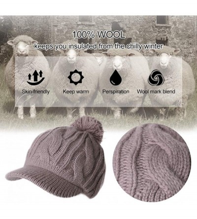 Skullies & Beanies Womens Knit Visor Beanie Newsboy Cap Winter Warm Hat Cold Snow Weather Girl 55-60cm - 00778-brown - CH18ZD...
