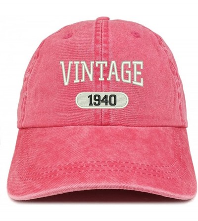 Baseball Caps Vintage 1940 Embroidered 80th Birthday Soft Crown Washed Cotton Cap - Red - C6180WU7CCQ $16.10