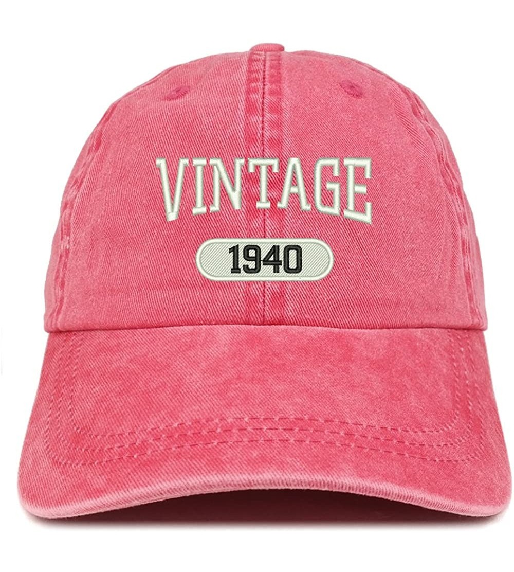 Baseball Caps Vintage 1940 Embroidered 80th Birthday Soft Crown Washed Cotton Cap - Red - C6180WU7CCQ $16.10