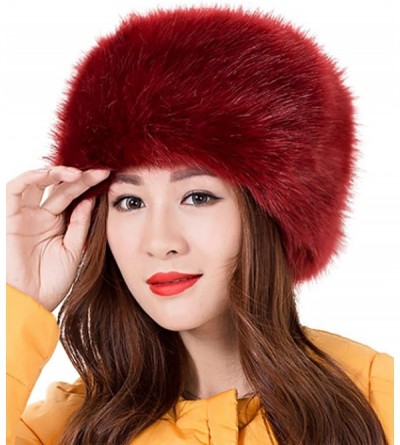 Skullies & Beanies Women's Warmth Furry Russian Winter Beanie Hat - Winered - CD12NUC54D8 $20.78