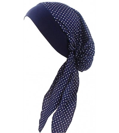 Skullies & Beanies Vintage Elastic Cotton Turbans Multifunction - Dark Blue - CC18GLH3XK4 $21.25
