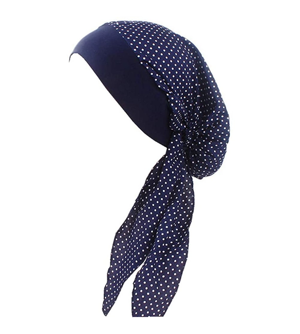 Skullies & Beanies Vintage Elastic Cotton Turbans Multifunction - Dark Blue - CC18GLH3XK4 $21.01