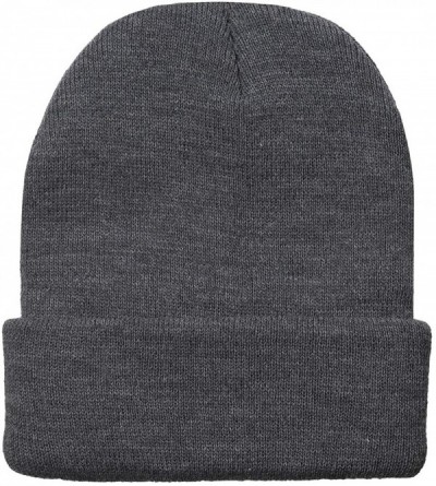 Skullies & Beanies Men Women Knitted Beanie Hat Ski Cap Plain Solid Color Warm Great for Winter - Extra Thickness 4 Ply (Grey...