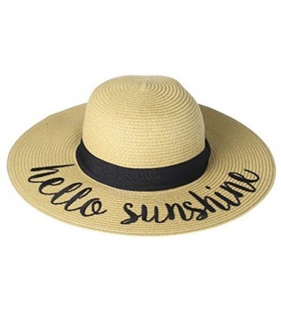 Sun Hats Exclusives Straw Embroidered Lettering Floppy Brim Sun Hat (ST-2017) - Hello Sunshiner - C117XMNXKNN $15.28