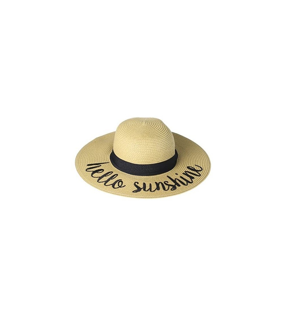 Sun Hats Exclusives Straw Embroidered Lettering Floppy Brim Sun Hat (ST-2017) - Hello Sunshiner - C117XMNXKNN $15.28