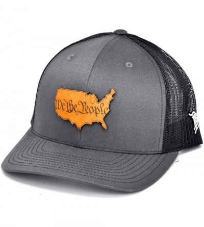 Baseball Caps 'The Constitution' Leather Patch Hat Curved Trucker - One Size Fits All - Charcoal/Black - CA18ZMA5KCN $26.51