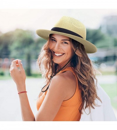 Sun Hats Mens Women's Wide Brim Straw Panama Sun Hat - Nature - CW18KEL9AUZ $11.20